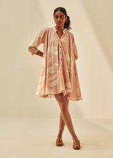 A Model Wearing Multicolor Cotton Mul Dusky Pink Shirtdress, curated by Only Ethikal
